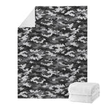 Black White And Grey Digital Camo Print Blanket