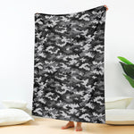 Black White And Grey Digital Camo Print Blanket