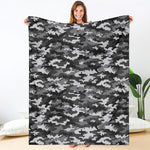 Black White And Grey Digital Camo Print Blanket