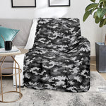 Black White And Grey Digital Camo Print Blanket