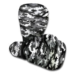 Black White And Grey Digital Camo Print Boxing Gloves
