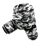 Black White And Grey Digital Camo Print Boxing Gloves