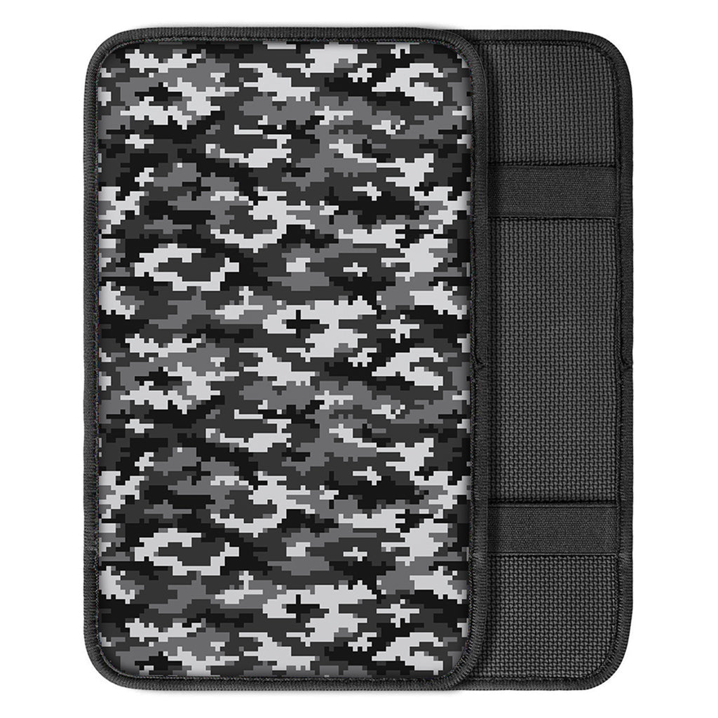 Black White And Grey Digital Camo Print Car Center Console Cover