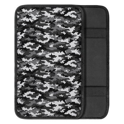 Black White And Grey Digital Camo Print Car Center Console Cover