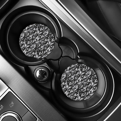 Black White And Grey Digital Camo Print Car Coasters