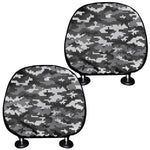 Black White And Grey Digital Camo Print Car Headrest Covers
