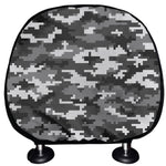 Black White And Grey Digital Camo Print Car Headrest Covers
