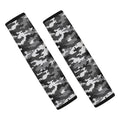 Black White And Grey Digital Camo Print Car Seat Belt Covers