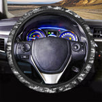 Black White And Grey Digital Camo Print Car Steering Wheel Cover