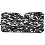 Black White And Grey Digital Camo Print Car Sun Shade