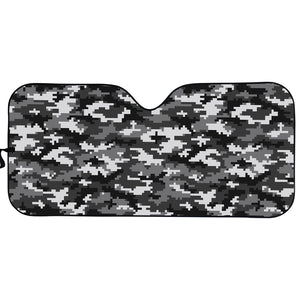 Black White And Grey Digital Camo Print Car Sun Shade