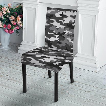 Black White And Grey Digital Camo Print Dining Chair Slipcover