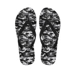Black White And Grey Digital Camo Print Flip Flops