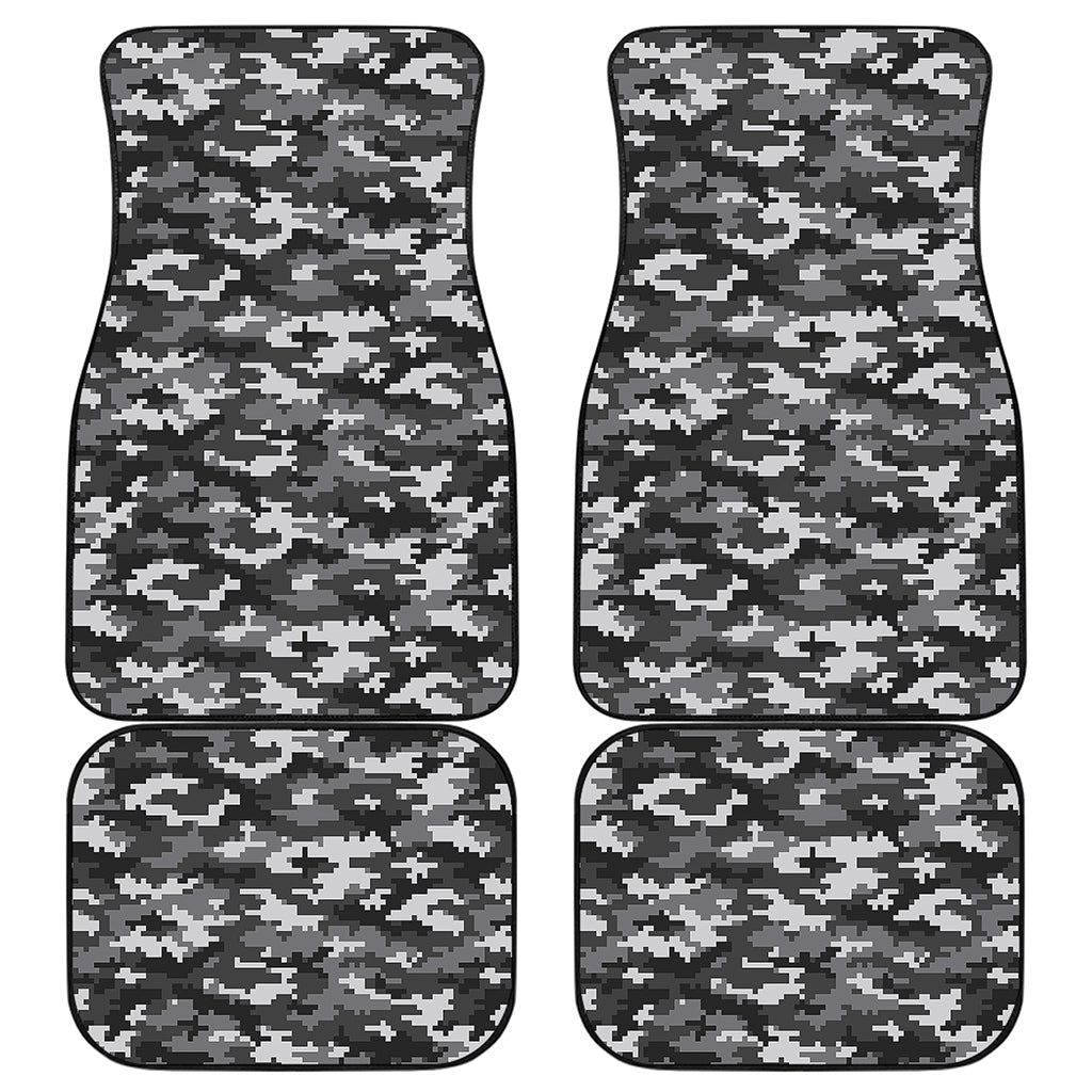 Black White And Grey Digital Camo Print Front and Back Car Floor Mats