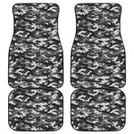 Black White And Grey Digital Camo Print Front and Back Car Floor Mats