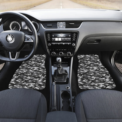Black White And Grey Digital Camo Print Front Car Floor Mats