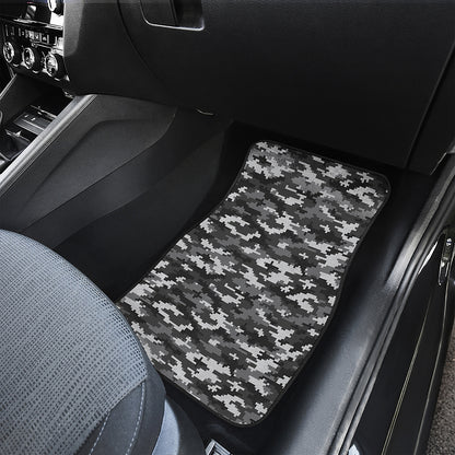 Black White And Grey Digital Camo Print Front Car Floor Mats