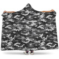 Black White And Grey Digital Camo Print Hooded Blanket
