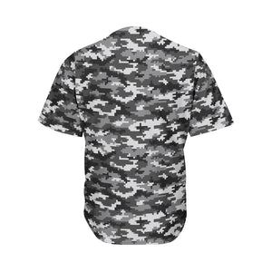 Black White And Grey Digital Camo Print Men's Baseball Jersey