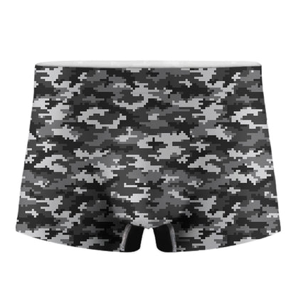 Black White And Grey Digital Camo Print Men's Boxer Briefs