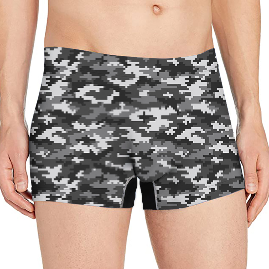Black White And Grey Digital Camo Print Men's Boxer Briefs