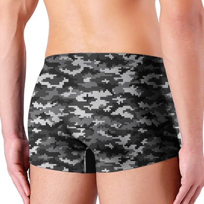 Black White And Grey Digital Camo Print Men's Boxer Briefs