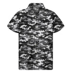 Black White And Grey Digital Camo Print Men's Short Sleeve Shirt