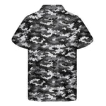 Black White And Grey Digital Camo Print Men's Short Sleeve Shirt