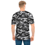 Black White And Grey Digital Camo Print Men's T-Shirt