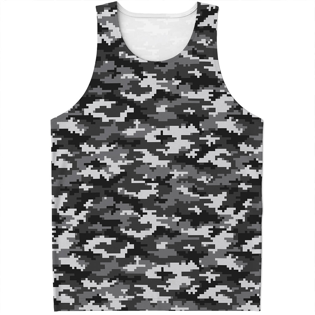 Black White And Grey Digital Camo Print Men's Tank Top