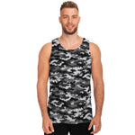Black White And Grey Digital Camo Print Men's Tank Top