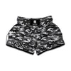 Black White And Grey Digital Camo Print Muay Thai Boxing Shorts