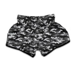 Black White And Grey Digital Camo Print Muay Thai Boxing Shorts