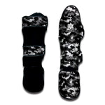 Black White And Grey Digital Camo Print Muay Thai Shin Guard