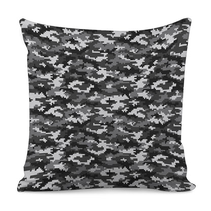 Black White And Grey Digital Camo Print Pillow Cover