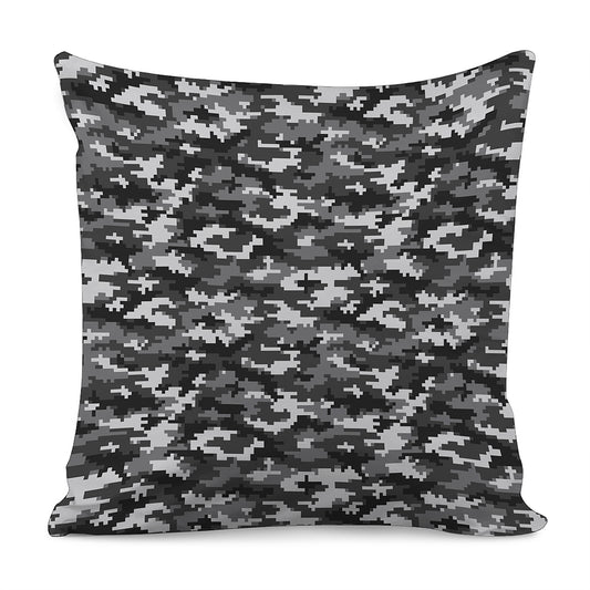 Black White And Grey Digital Camo Print Pillow Cover