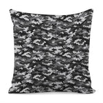 Black White And Grey Digital Camo Print Pillow Cover