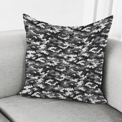 Black White And Grey Digital Camo Print Pillow Cover