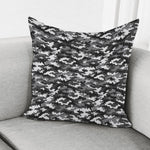 Black White And Grey Digital Camo Print Pillow Cover