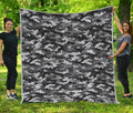 Black White And Grey Digital Camo Print Quilt