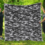 Black White And Grey Digital Camo Print Quilt