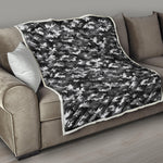 Black White And Grey Digital Camo Print Quilt