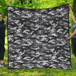 Black White And Grey Digital Camo Print Quilt