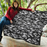 Black White And Grey Digital Camo Print Quilt