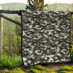 Black White And Grey Digital Camo Print Quilt