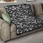 Black White And Grey Digital Camo Print Quilt