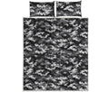 Black White And Grey Digital Camo Print Quilt Bed Set