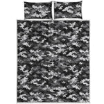Black White And Grey Digital Camo Print Quilt Bed Set
