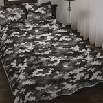 Black White And Grey Digital Camo Print Quilt Bed Set