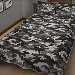 Black White And Grey Digital Camo Print Quilt Bed Set